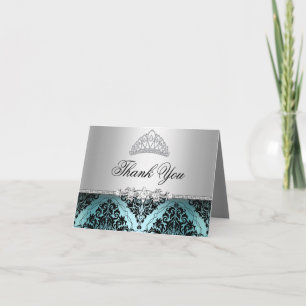Aquamarine und schwarze Prinzessin Tiara Dankeschö Dankeskarte