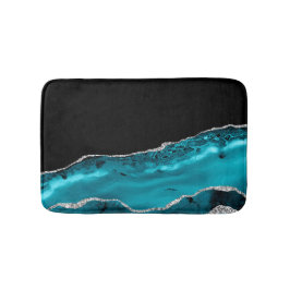 Aquamarine und silberne Agate-Badematte Badematte