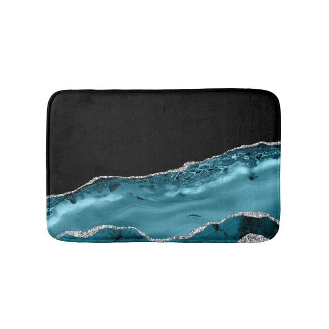 Aquamarine und silberne Agate-Badematte Badematte (Vorderseite)