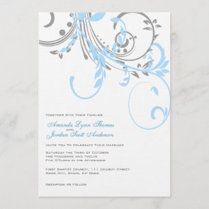 Aquamarine und silberne Einladung zur Hochzeit von