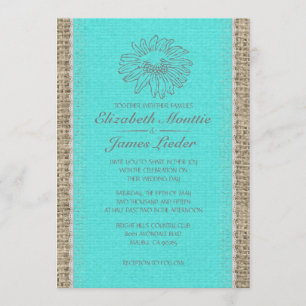 Aquamarine und silberne Vintage Hochzeitseinladung Einladung