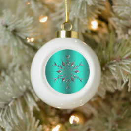Aquamarine und silberne Weihnachten Keramik Kugel-Ornament