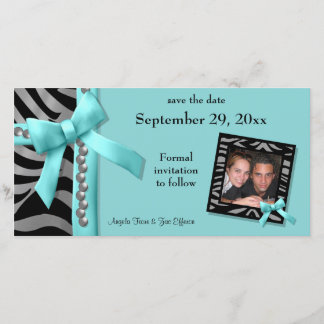 Aquamarine und silberne Zebra-Zwillinge-Save the D Save The Date