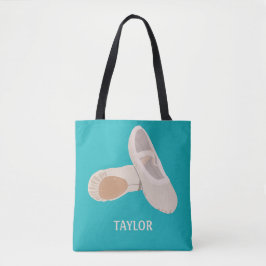 Aquamarine und Tan Ballet Shoes Personalisiert Tasche