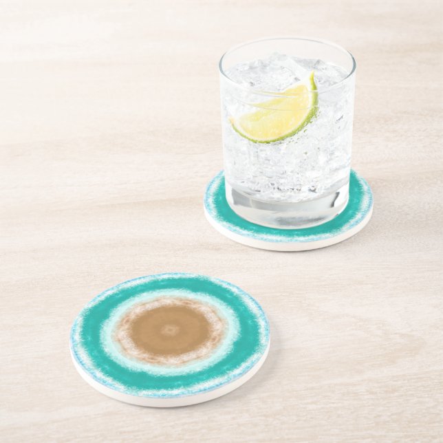 Aquamarine und türkisfarbene Ozeanwellen Getränkeuntersetzer (Seite)