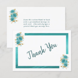 Aquamarine und türkisfarbene Rose Elegante Dankesc Dankeskarte