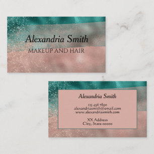 Aquamarine und weiche Blush Pink Ombre Foil Busine Visitenkarte