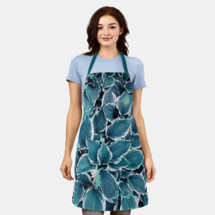 Aquamarine und weiße Blätter Schürze