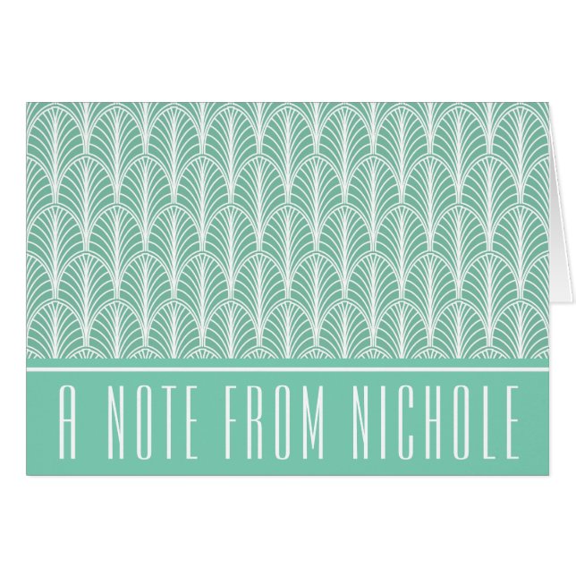 Aquamarine und weiße Deko-Palm-Musterkarte (Vorderseite (Horizontal))