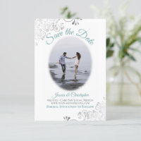 Aquamarine und weiße Elegante Hochzeit Oval Foto