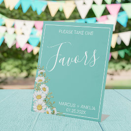 Aquamarine und weiße Gastgeschenke Hochzeiten Tabl Sockelschild