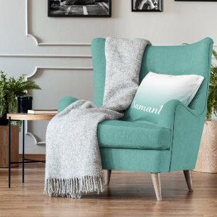 Aquamarine und weiße Gradient Moderne Kalligraphie Kissen