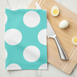 Aquamarine und weiße große Polka Dot Küchentüc Küchentuch