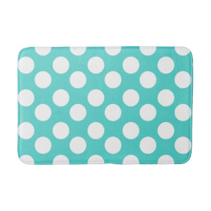 Aquamarine und weiße große Polka-Punkt-Bad-Matte Badematte