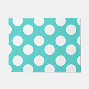 Aquamarine und weiße große Polka-Punkt-Fußmatte Fußmatte
