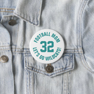 Aquamarine und weiße Mama Jersey Nummer Button