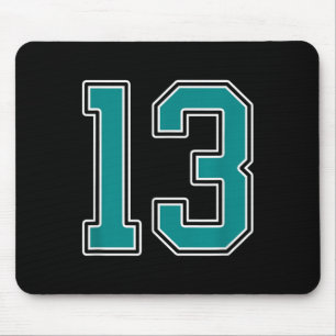 Aquamarine und weiße Nummer 13 Jersey Player Unifo Mousepad