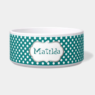 Aquamarine und weiße Polka-Punkt-kundenspezifische Napf
