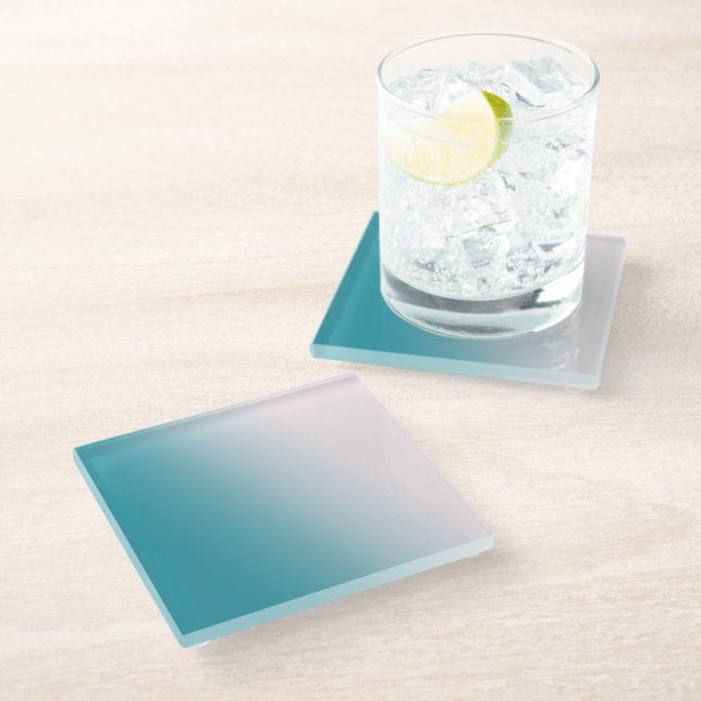 Aquamarine und weiße Steigung Glasuntersetzer (Schrägansicht)