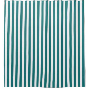 Aquamarine und weiße Streifen Duschvorhang