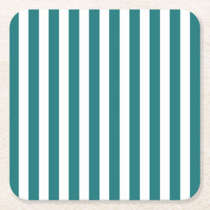 Aquamarine und weiße Streifen Rechteckiger Pappuntersetzer