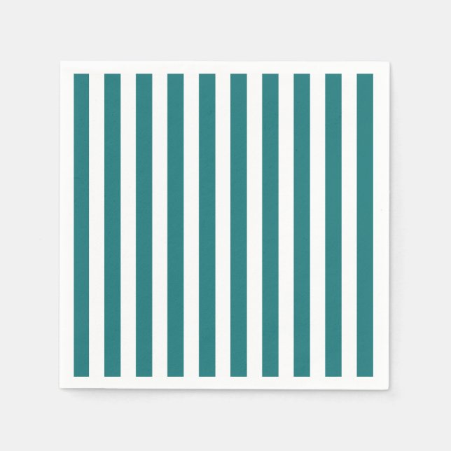 Aquamarine und weiße Streifen Serviette (Vorderseite)