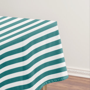 Aquamarine und weiße Streifen Tischdecke