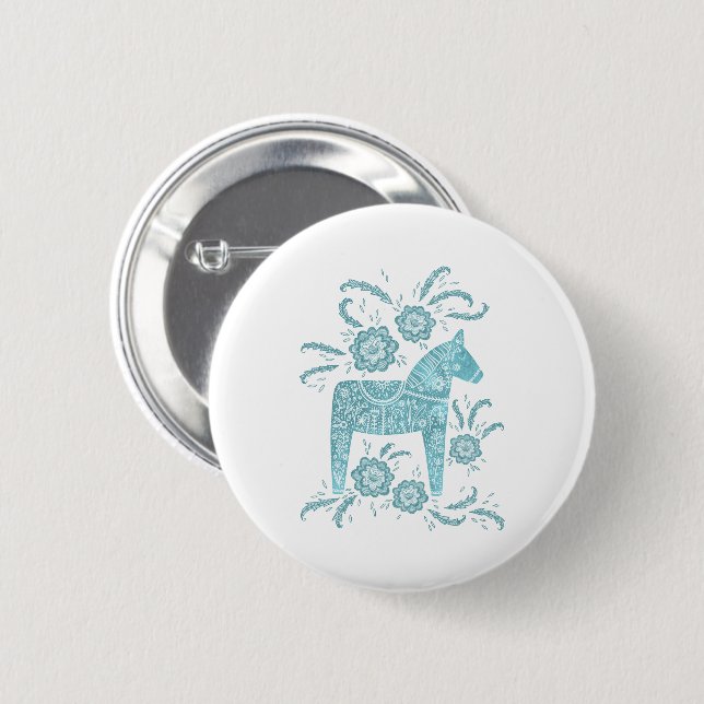 Aquamarine und weiße Taste des schwedischen Dala H Button (Vorne & Hinten)