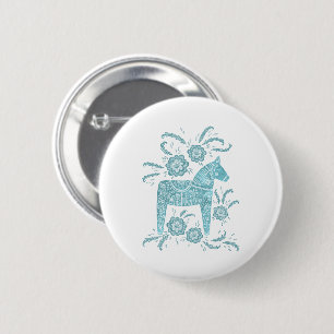 Aquamarine und weiße Taste des schwedischen Dala H Button