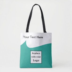 Aquamarine und weiße Werbelogos für moderne Untern Tasche