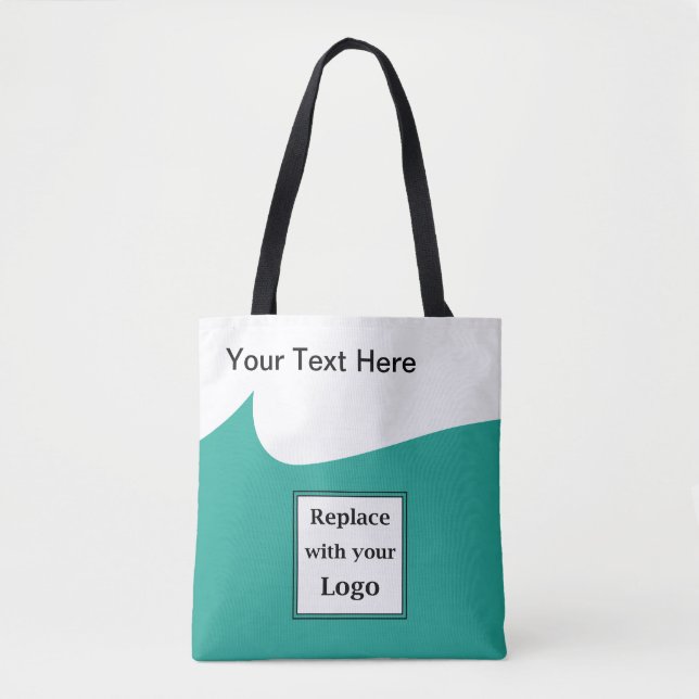 Aquamarine und weiße Werbelogos für moderne Untern Tasche (Vorderseite)