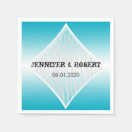 Aquamarine und weiße Zebra Diamond Wedkin Napkin Serviette