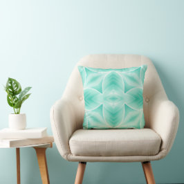 Aquamarine und weißes geometrisches Muster Kissen
