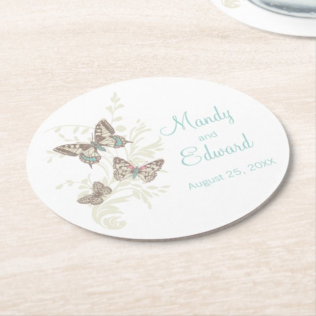 Aquamarine Untersetzer mit Hochzeitskunst (Angewinkelt)