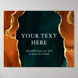 Aquamarine, verblüffende Orange- und Goldschmiedet Poster