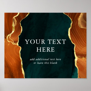 Aquamarine, verblüffende Orange- und Goldschmiedet Poster