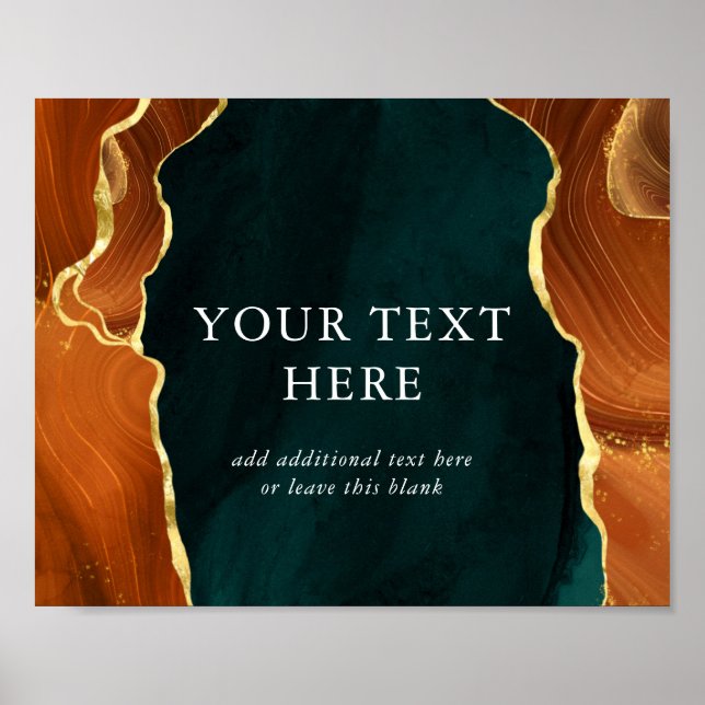 Aquamarine, verblüffende Orange- und Goldschmiedet Poster (Vorne)