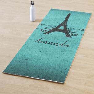 Aquamarine Vintage Französisch Geblüht Yoga Mat Yogamatte
