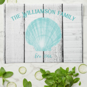 Aquamarine Vintage Scallop Muschel Handtuch