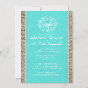 Aquamarine Vintage Spitzen-Bridal-Dusche Einladung