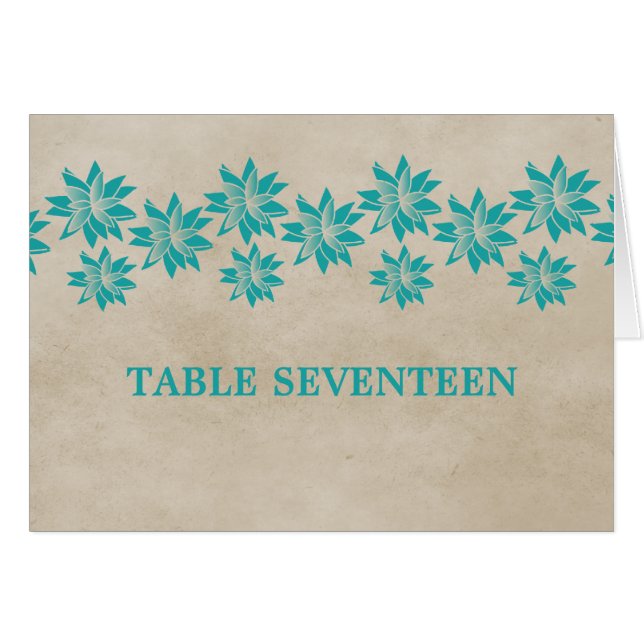 Aquamarine Vintage Tischnummer (Vorderseite (Horizontal))