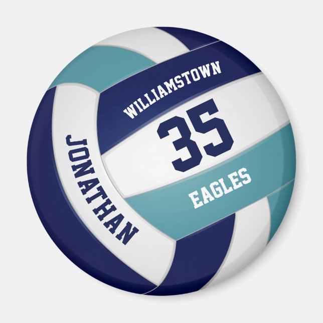 aquamarine Volleyballgeschenke aus Marineblau Magnet (Vorne)