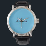 Aquamarine Vorlage für Text hinzufügen Armbanduhr<br><div class="desc">Aquamariner Hinzufügen einer benutzerdefinierten Textvorlagenüberwachung</div>