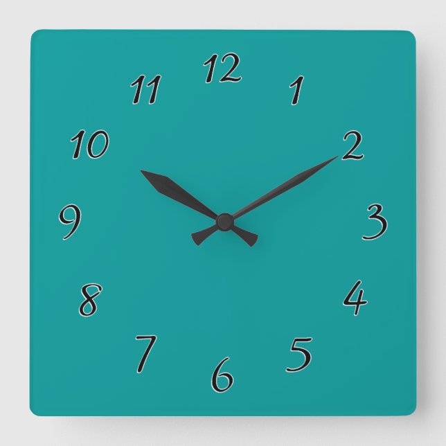 Aquamarine Vorlage Quadratische Wanduhr (Vorderseite)