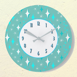 Aquamarine Wand-Wand-Wand-Wand-Wand-Muster Große Wanduhr