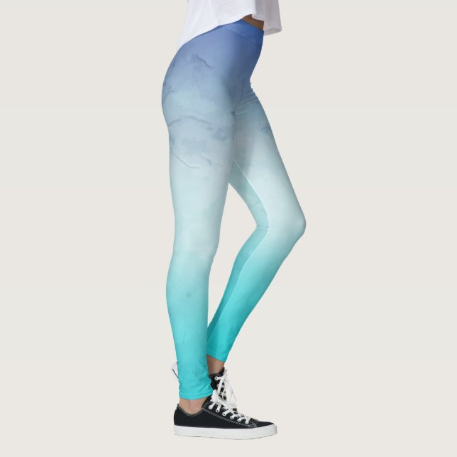 Aquamarine Wasserfarbe Leggings (Rechts)