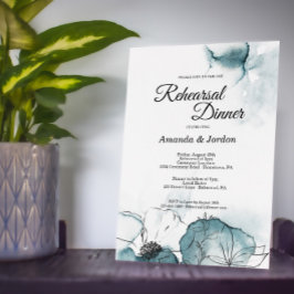 Aquamarine Wasserfarbe Probe Abendessen Einladung