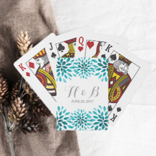 Aquamarine Wasserfarben Chrysanthemum Spielkarten