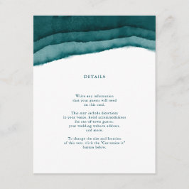 Aquamarine Wasserfarben für Hochzeiten in Tiefsee Begleitkarte