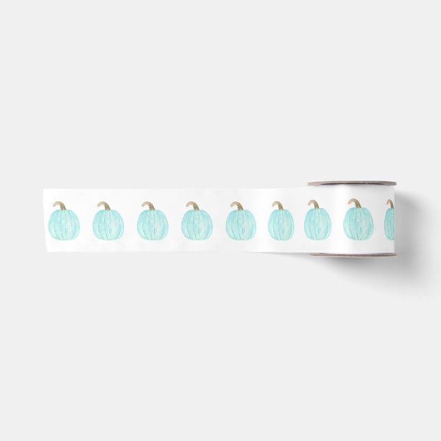Aquamarine Wasserfarbenkürbis Satinband (Vorderseite)